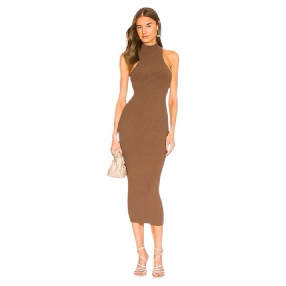 Michael Costello × REVOLVE Annalie Long Midi
Dress in Deep Taupe